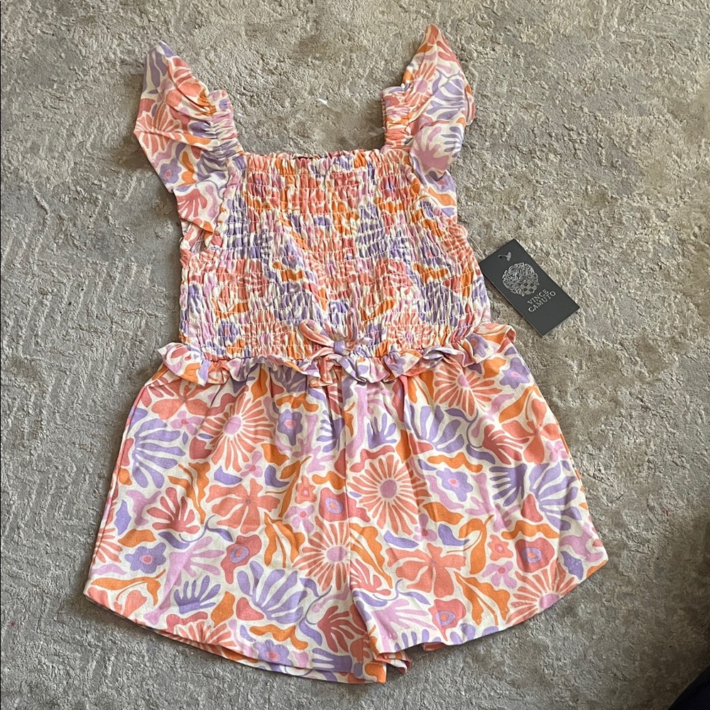 Vince Camuto Kids Floral Dress - Orange and Purple